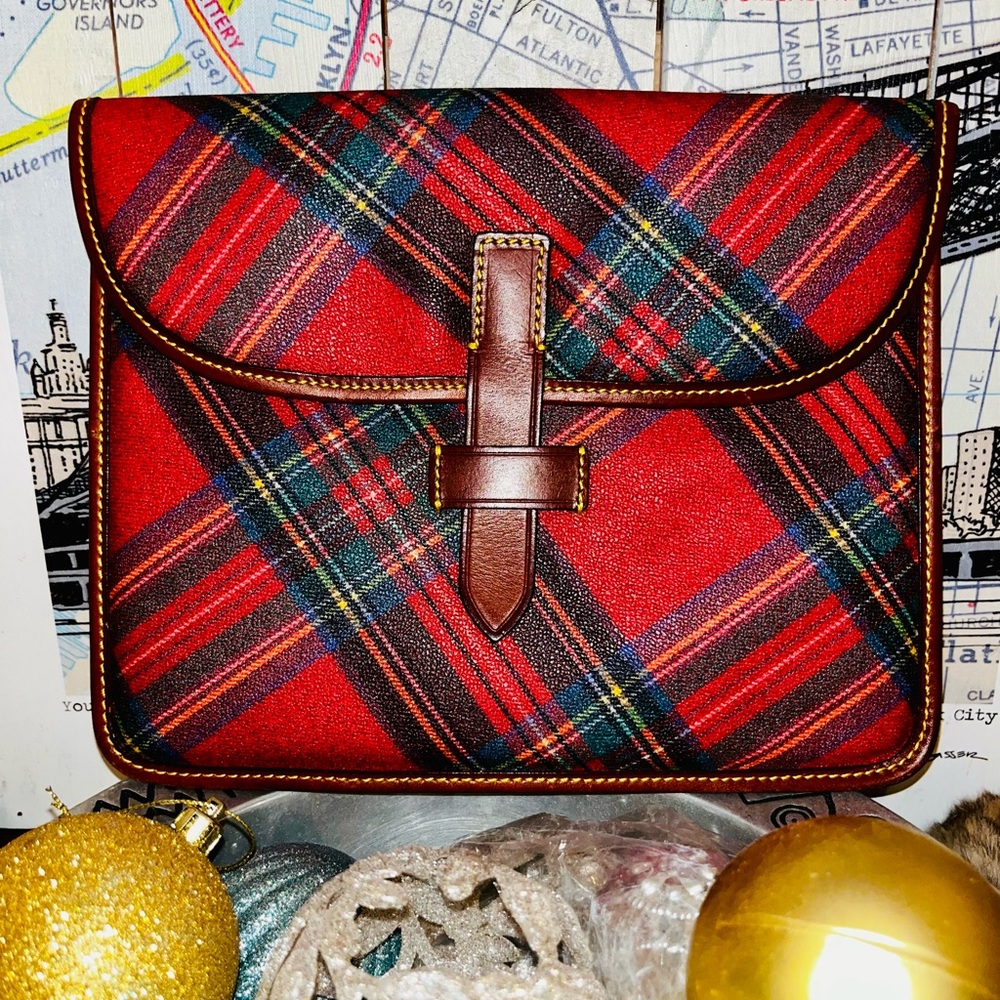 Dooney & Burke Red Tartan  Plaid IPAd Attaché case Bag